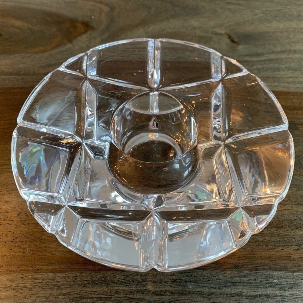 Orrefors Crystal Votive Holder Made in Sweden Round Vintage Clear Candle Holder